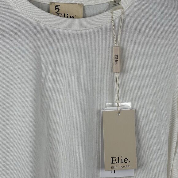 NWT Elie Tahari Long White Star Top Sz M Lace Sleeves Modal Stretch Body Cotton - Picture 4 of 11